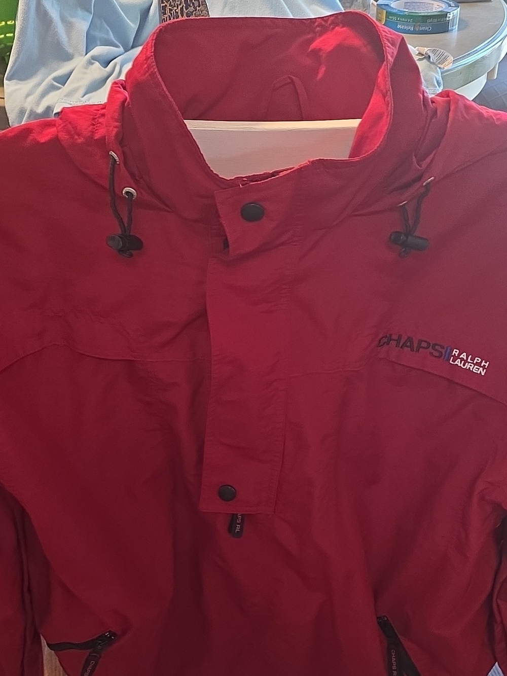 Chaps Ralph Lauren Men's Red Hooded Mid-Length Parka Jacket Zip/Snap XL